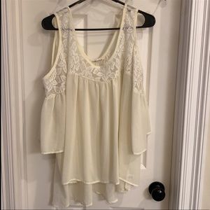 Cream white, cold shoulder.